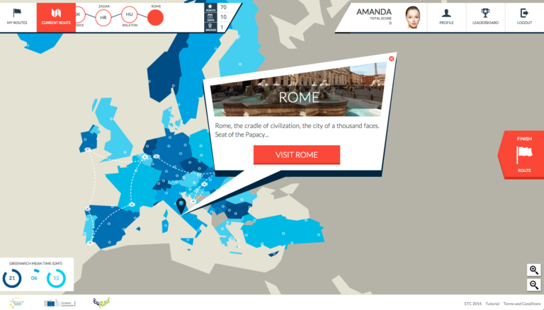 Homepage uradio aplikaciju za Evropsku turističku organizaciju