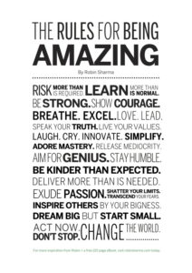 The rules for being amazing by Robin Sharma