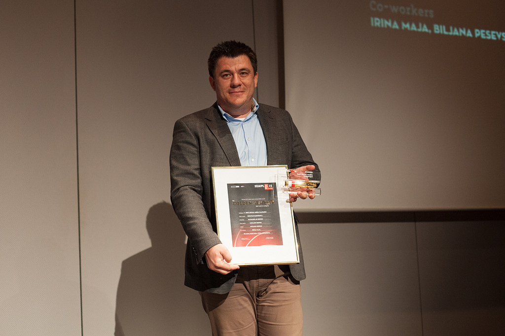 Vladimir Dimovski, direktor kreativne agencije McCann Skoplje na dodeli nagrada SEMPL 2013